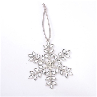 Sølvfarvet snefnug juleophæng med rhinsten